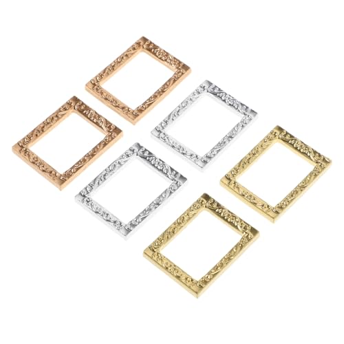 VILLFUL 6 Stück Puppenhaus Zubehör Miniatur Fotorahmen für Realistische Szenen für Mikro Fotografie Langlebige und Reinigungsfreundliche Gold Silber und Roségold von VILLFUL