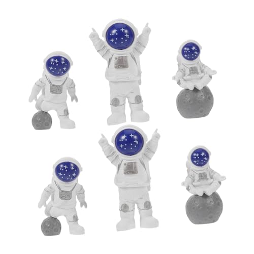 VILLFUL 6 Stück Teiliges Astronaut Figuren aus Resin Weltraum Kuchen Dekoration Wiederverwendbare Leicht zu Reinigende Outer Space Cake Toppers Detailreiche Party Deko für Jungen von VILLFUL