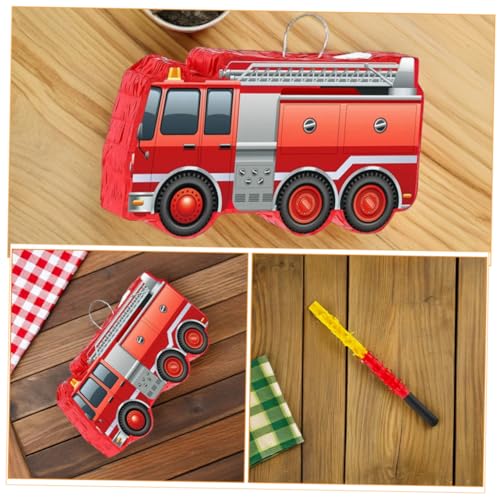 VILLFUL Feuerwehr Pinata mit Candy Füllung und Zubehör Robuste Kinderparty Dekoration Interaktives Spiel für Jungen Feuerwehr Themen Geburtstag Hängende Partyverzierung von VILLFUL