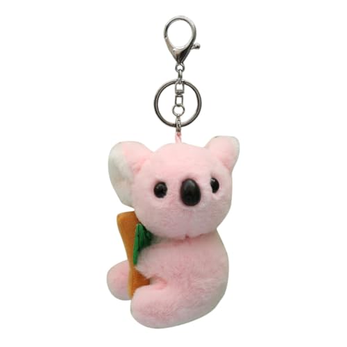 VILLFUL Fluffy Plüsch Koala Schlüsselanhänger mit Metallkette Weicher Kuschelanhänger für Taschen Niedlicher Glücksbringer als für Freunde Familie Rosa Design von VILLFUL
