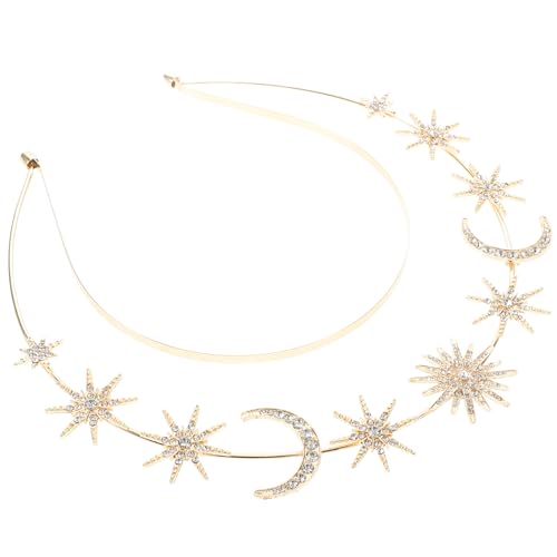 VILLFUL Haarschmuck Damen Doppelter Mond stern haarreif mit Strass Rutschfestes Cosplay Stirnband Elegante Party Tiara für Hochzeit Festival Festball von VILLFUL
