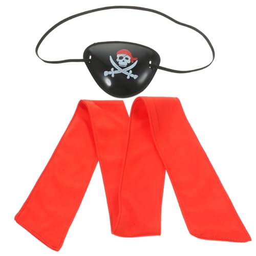 VILLFUL Halloween Piratenkostüm Teilig mit Kopftuch und Augenklappen Leichtes Piraten Cosplay Zubehör für Damen Herren Party Deko und Karnevalsspiele von VILLFUL