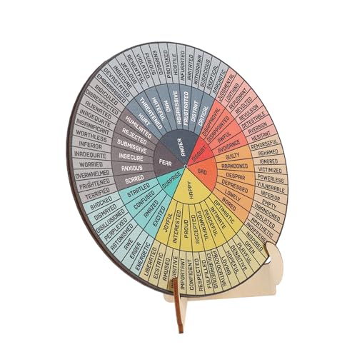 VILLFUL Holzgefühle Rad Doppelseitiges Emotionsdiagramm mit Stabiler Halterung für Büro und Zuhause Werkzeug zur Emotionalen Selbsthilfe und Stilvolle Dekoration für Frauen und Männer von VILLFUL