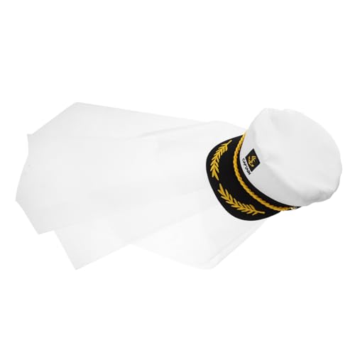 VILLFUL Marine Kapitänshut Mit Schleier Kapitänshut Für Die Hochzeit Matrosenhut Accessoire Zum Bootfahren von VILLFUL