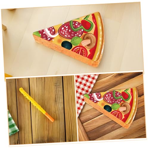 VILLFUL Pizza Party Piñata mit Schlagstab Augenbinde und Konfetti Farbenfrohes Pizzastück Geburtstagsdeko aus Stabilem Karton für Kindergeburtstag Cinco De Mayo Feier und Partyspaß von VILLFUL