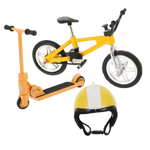VILLFUL Puppenhausmodell Mit Mini-Fahrrad Roller Und Helm Miniatur-Dekorationen Aus Kunststoff Puppenhaus-zubehör Für Sammler Und Liebhaber von VILLFUL