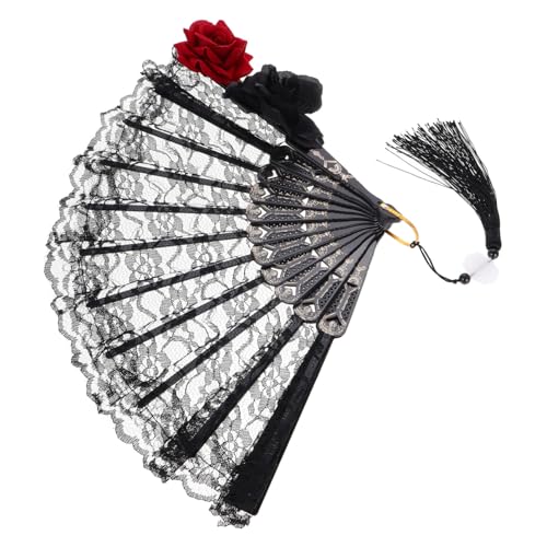 VILLFUL Schwarzer Spitzen Handfächer Faltbar mit Viktorianischem Gothic Lolita Design für Halloween Party Hochzeit Damen Vintage Japanischer Handfächer Spitze Fächer VILLFUL Schwarzer Spitzen Handfächer Faltbar mit Viktorianischem Gothic Lolita Design für Halloween Party Hochzeit Damen Vintage Japanischer Handfächer Spitze Fächer von VILLFUL
