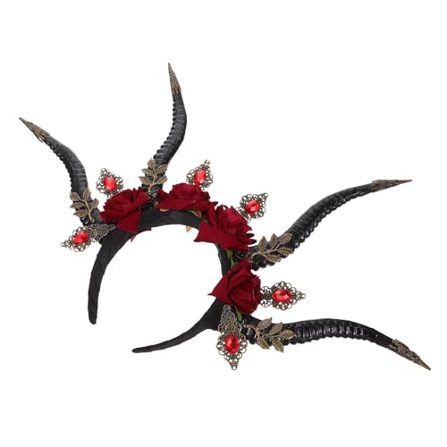 VILLFUL Teufelshörner Haarreif Cosplay Kopfschmuck Gothic Antilope Horn Stirnband für Halloween Party Kostüm Zubehör Handgefertigt Auffällig und Dekorativ von VILLFUL