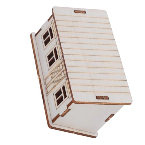 VILLFUL Unfertiges Holzhaus Bausatz zum Bemalen Kleine Holzblockhütte als DIY Modell für Erwachsene Architektonisches Holzmodell Dekoration für Zuhause Büro und Weihnachtsfest von VILLFUL