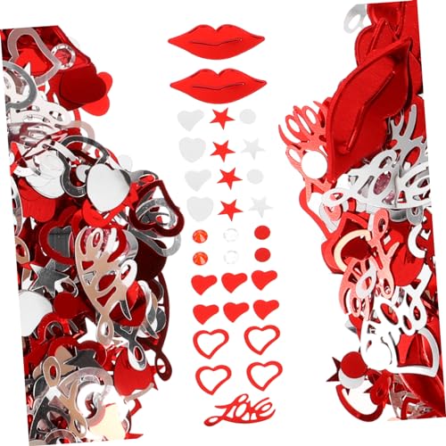 VILLFUL Valentinstag Party Konfetti PVC Langlebige Rote Lippen Love Sterne Diamant Mix Hochzeit Tischdeko Vielseitige Streudeko für Feierlichkeiten von VILLFUL