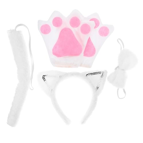 VILLFUL Weißes Katzenohr-stirnband Katzenkostüm-zubehör Tier-cosplay-handschuhe Performance-halsband Cosplay-kit VILLFUL Weißes Katzenohr-stirnband Katzenkostüm-zubehör Tier-cosplay-handschuhe Performance-halsband Cosplay-kit von VILLFUL