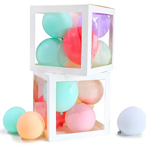 VINFUTUR 2 Stücke Leer Ballonbox Transparente Luftballon-Box für Hochzeit Geburtstag Baby Shower Überraschungsbox Party Dekorationen von VINFUTUR