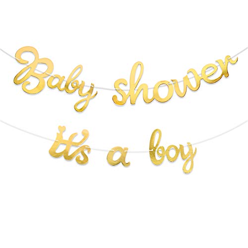 VINFUTUR 2pcs Baby Shower Party Banner zum Aufhängen, Baby Shower Girlande + It's a Boy Girlande, Hängende Metallic Bunting Babydusche Babyparty Deko von VINFUTUR