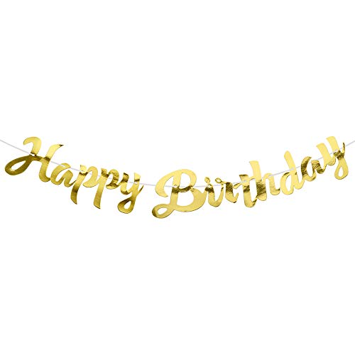 VINFUTUR Happy Birthday Girlande Gold, Happy Birthday Banner zum Aufhängen, Geburtstagsbanner Wimpelkette Geburstagsfeier Geburtsparty Deko für Erwachsene Kinder Mädchen und Jungen von VINFUTUR