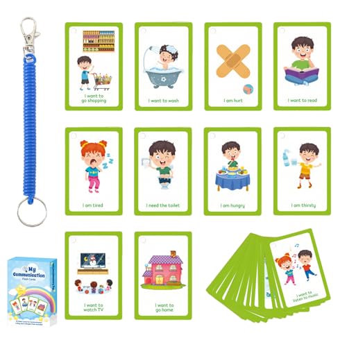 VINSPIRE PECS Kommunikationskarten – 32 Stück Autismus-Kommunikationskarten mit Verlustpräventionsgurt, um Kindern zu helfen, nonverbal zu kommunizieren, spezielle Bildung, visuelle Hilfsmittel VINSPIRE PECS Kommunikationskarten – 32 Stück Autismus-Kommunikationskarten mit Verlustpräventionsgurt, um Kindern zu helfen, nonverbal zu kommunizieren, spezielle Bildung, visuelle Hilfsmittel von VINSPIRE