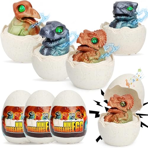 VINTOP Dinos Surprise Ei, 4 Stück Dinosaurier-Spielzeug Geburtstagsgeschenke mit Sound und Licht Pull-Back Cars Funktion, Dinosaurier Spielzeug für Kinder Mädchen Jungen 3-9+ von VINTOP