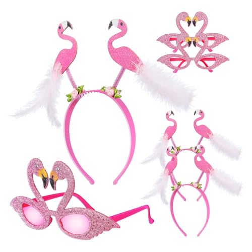 VINTORKY 1 Satz Hawaii-party-outfit Foto-requisiten Flamingo-brille Strand-hawaii-partyzubehör Flamingo-kostüm Für Damen Flamingo-party-dekorationsset Gläser Plastik Kind Kuchen Schmücken von VINTORKY