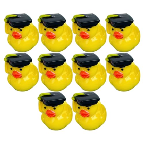 VINTORKY 10 Stück Teiliges Miniatur Ente Figuren mit Abschlussmütze und Moos Mikro Landschaft Kreative Dekoration für Wohnräume Puppenhäuser und Tierfiguren von VINTORKY