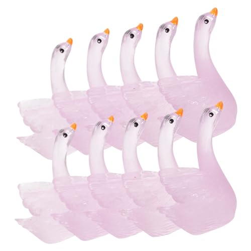 VINTORKY 10st Leuchtende Schwanenverzierung Tierfiguren Bausatz Magnetische Ente Gans Der Schwarze Schwan Mini-tischfigur Dekorative Schwanengartenminiatur Märchengarten Harz Rosa von VINTORKY
