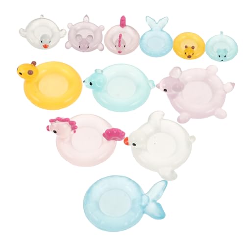VINTORKY 12 Stück Mini-Tiere Aus Kunstharz, Schwimmringe, Figuren, Winzige Figuren Für Garten, Mikrolandschaft, DIY, Aquarium, Aquarium, Topf, Puppenhaus- von VINTORKY