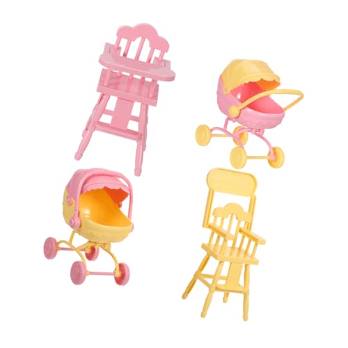 VINTORKY 2 Sets Mini-hauszubehör: Kompakter Kinderwagen Und Esszimmerstuhl – Puppenhaus-realistisches Deko-zubehör – Im Puppenhaus Für Kinder von VINTORKY