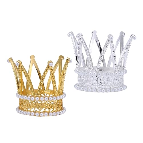 VINTORKY 2 Stück Kronenverzierung Topper Hochzeit Mini funkeln Babykrone make cake hichzeitstortendeko kuchen zubehör kleine Diadem-Kuchendekoration Geburtstagskuchenverzierungen Legierung von VINTORKY
