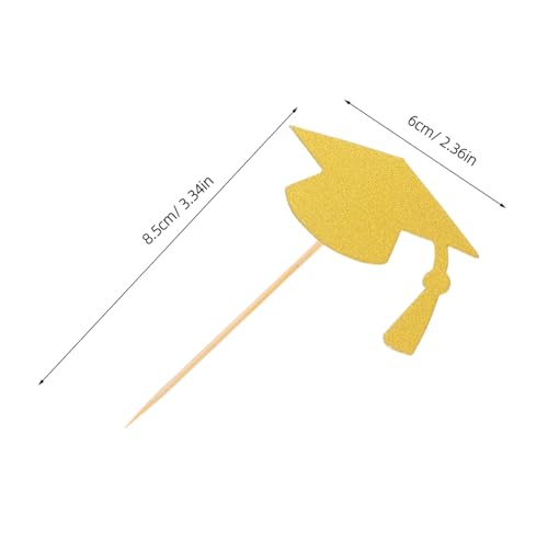 VINTORKY 24 Stück Teiliges Graduation Season Cake Insert Goldfarbene Abschluss Tortendeko Graduation Hat Cake Topper Vielseitige Kuchen Deko für Schulabschluss Party und Feierlichkeiten von VINTORKY