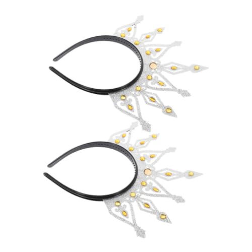 VINTORKY 2Stücke Vintage Tiara Kopfbedeckung für Damen Handgefertigte Prinzessinnenkrone aus Haaraccessoire für Braut Hochzeit Karneval und Festliche Anlässe von VINTORKY