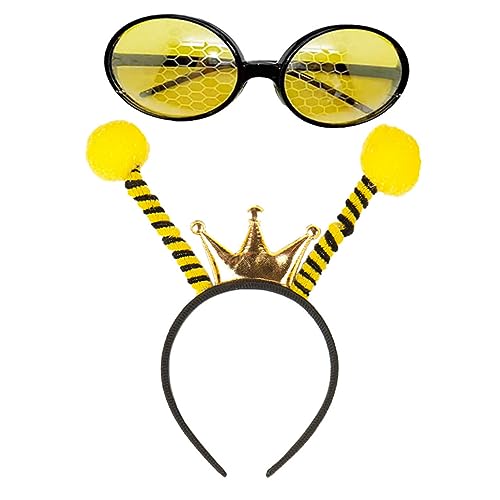VINTORKY 2er Set Biene Stirnband Brille Bienen Zubehör Thematisiert Bienen Stirnbänder Bienenkostüm Damen Bienenantennen-stirnband Bienenkostümzubehör Für Damen Bienenkostüm Tuch von VINTORKY