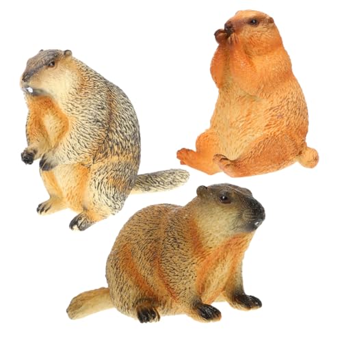 VINTORKY 3 Stück simulierte Wildtiere Spielzeug Ornament Wohnkultur Modelle Realistische Simulation Murmeltier Figuren Murmeltier Tierfiguren Spielzeug Groundhog Haushalt Kunststoff Kinderpuppe von VINTORKY