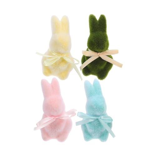 VINTORKY Grünes Beflocktes Figuren-Set Osterhasen-Dekoration Für Den Heimtisch 4 Stück von VINTORKY