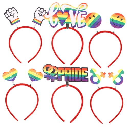 VINTORKY 6 Stück Teiliges Pride Stirnband mit Farben Regenbogen Dekoratives Haarband für Lgbt Pride Events Themenpartys und Fotorequisiten Auffälliger Kopfschmuck für Festival und Cosplay von VINTORKY
