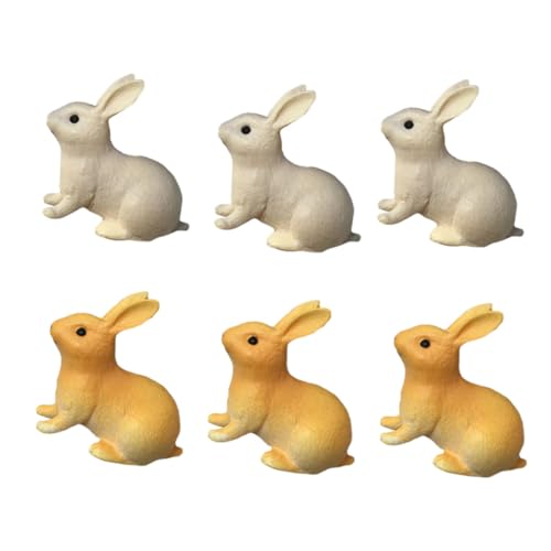 VINTORKY 6Stücke Teiliges Harzkaninchen Figuren Realistische Tierstatue Für Dekoration Und Schreibtisch Und Bücherregal Graue Und Orangefarbene Simulationstiere von VINTORKY