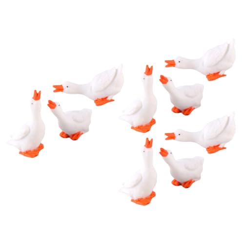 VINTORKY 9St Ornamente Teichbeleuchtung solarbetrieben Figur Gans Gartendekoration Enten Riesengans Tiere Desktop-Tierdekoration Miniatur-Gans Tiermodell Bauernhof Harz Weiß von VINTORKY