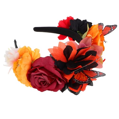 VINTORKY Blumenstirnband mit Realistischen Schmetterlingen Weiches Bequemes Dehnbares Haarband für Frauen Vielseitig für Karneval Halloween Tanzball und Gartenpartys von VINTORKY