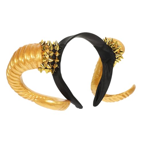 VINTORKY Goldener Horn Kopfschmuck aus Halloween Haarreif mit Niet Robustes Stirnband für Karneval Kostüme Cosplay und Party Deko VINTORKY Goldener Horn Kopfschmuck aus Halloween Haarreif mit Niet Robustes Stirnband für Karneval Kostüme Cosplay und Party Deko von VINTORKY