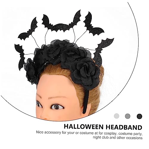 VINTORKY Halloween Haarschmuck Spinnen Blumen Stirnband mit Schwarzen Rosen Bat Design für Cosplay Kostümparty und Masquerade Auffälliges Halloween Accessoire VINTORKY Halloween Haarschmuck Spinnen Blumen Stirnband mit Schwarzen Rosen Bat Design für Cosplay Kostümparty und Masquerade Auffälliges Halloween Accessoire von VINTORKY