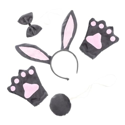 VINTORKY Hasenohren Stirnband Set Tierkostüm Zubehör für Cosplay Karneval Geburtstag Halloween Party Originelles Festival Haarreif mit Schleife und Tier elementen VINTORKY Hasenohren Stirnband Set Tierkostüm Zubehör für Cosplay Karneval Geburtstag Halloween Party Originelles Festival Haarreif mit Schleife und Tier elementen von VINTORKY