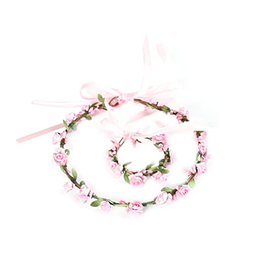 VINTORKY Künstlicher Blumen Haarschmuck Set Pinkes Haarband Handgelenkband für Partys Strand und Cosplay Leicht Rutschfest Foto Requisiten Blumenkranz VINTORKY Künstlicher Blumen Haarschmuck Set Pinkes Haarband Handgelenkband für Partys Strand und Cosplay Leicht Rutschfest Foto Requisiten Blumenkranz von VINTORKY