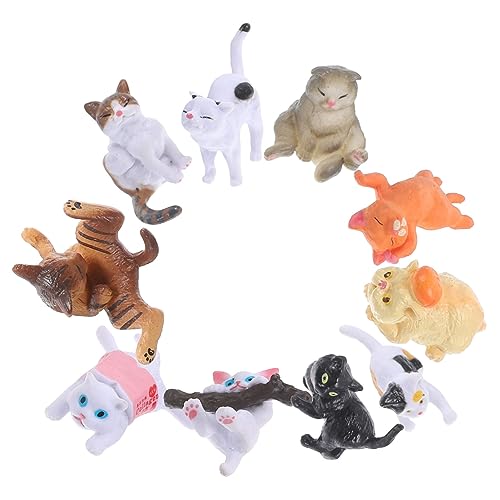 VINTORKY 10 Stücke Katze Statue Ornament Für Innen Puppenhaus Dekorative Katze Figurine Mini Landschaft Miniatur Katze Für Tisch von VINTORKY