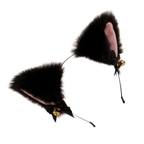 VINTORKY Plüsch Katzenohren Haarreif Weiches Stirnband Leicht Cosplay Haarschmuck für Damen und Mädchen Komfortables Schwarzes Kopfband für Karneval Party Fotoshooting und Bühnenauftritte von VINTORKY