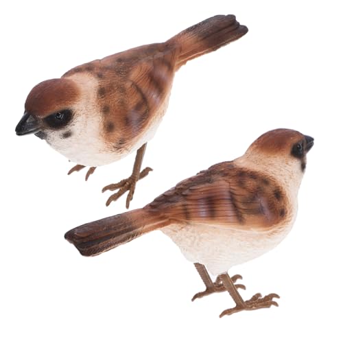 VINTORKY 2pcs Hause Dekoration Sparrow Gefälschte Vogel Künstliche Vogel Statue Ornament Lebensechte Dekorative Vogel Figur von VINTORKY