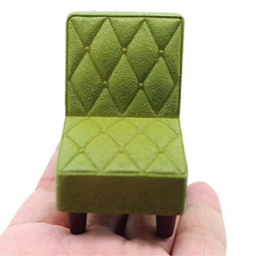 VIONNPPT 1/12 Miniatur Puppenhaus Süße Sofa Stuhl Harz Möbel Zubehör, Mini Vintage Ornament Geschenk Puppen Haus Wohnzimmer Desktop Deko (Grün) von VIONNPPT