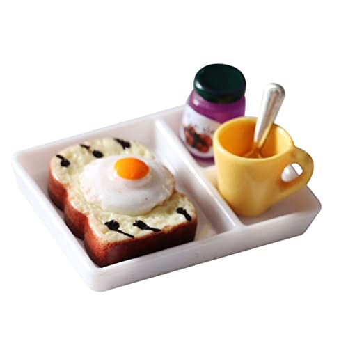 VIONNPPT 1/12 Puppenhaus Miniatur Toast Series 5er Set, Essen Spielzeugmodell Küche Zubehör, Mini Ornamente, Geschenke für Kinder und Erwachsene (Omelett Marmelade) von VIONNPPT