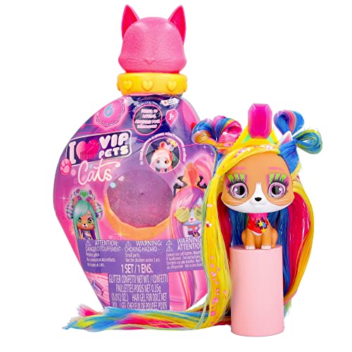 VIP PETS Melisa Puppe zum Sammeln mit Katzenkopf, langes Haar zum Stylen und Dekorieren mit Schmuck, Spielzeug, Geschenk für Mädchen und Jungen ab 3 Jahren von IMC Toys