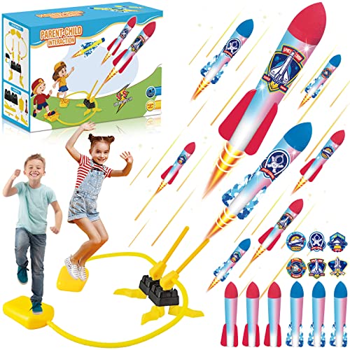 VIPNAJI Rakete Luftdruck, Druckluftrakete Spielzeug mit 6 LED Schaumraketen,Raketen Spielzeug für Kinder, Rocket Launcher Toy, Outdoor Spielzeug Kinder,für Jungen und Mädchen ab 3-12 Jahre von VIPNAJI