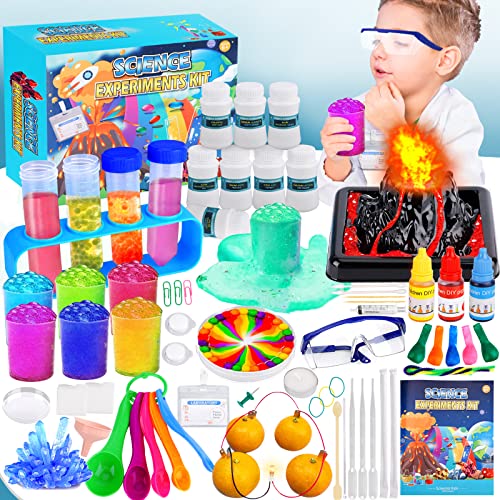 VIPNAJI Wissenschaft Experimente Kit für Kinder, 80+ Experimente Wissenschaft Kit für Kinder ab 4-6-8-12 Jahren, Chemielabor, Kristalle Züchten, Vulkan, Rollenspiel Spielzeug Geschenk Lernspielzeug von VIPNAJI