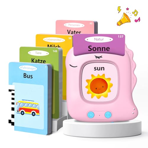 Sprechende Lernkarten Deutsch Sprechende Lernkarten Kinderspielzeug Ab 2 3 4 5 6 Jahre Sprachförderung Für Kinder Für Jungen Mädchen 112 Blätter 224 Wörter Lernspielzeug Deutsch Lernen(Rosa) von VISATOR