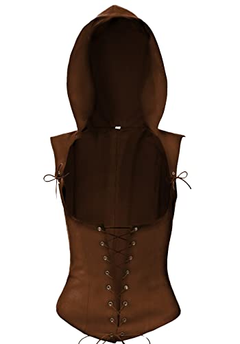 FURPHI Steampunk-Unterbrustkorsett für Damen, Weste mit Kapuze, Schnürung, Kunstleder, ärmellos, mittelalterlich, Gothic-Kostüm, Braun, Medium FURPHI Steampunk-Unterbrustkorsett für Damen, Weste mit Kapuze, Schnürung, Kunstleder, ärmellos, mittelalterlich, Gothic-Kostüm, Braun, Medium von VISINE