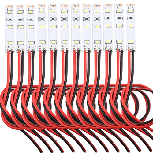 VISSQH 12pcs House Lighting 5cm 3-LED White with Cable 15cm 12-18 V Modellbau Beleuchtung,Modelleisenbahn Beleuchtung,Model Making LED Lighting（self-Adhesive） von VISSQH